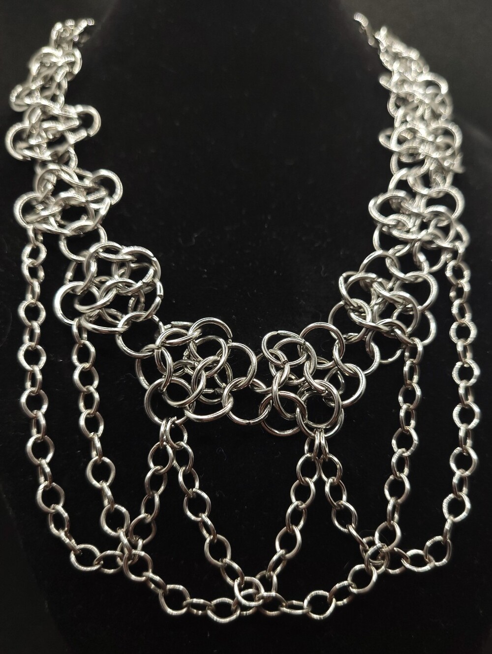 Stainless Steel Multi-Strand Chainmaille Statement Necklace